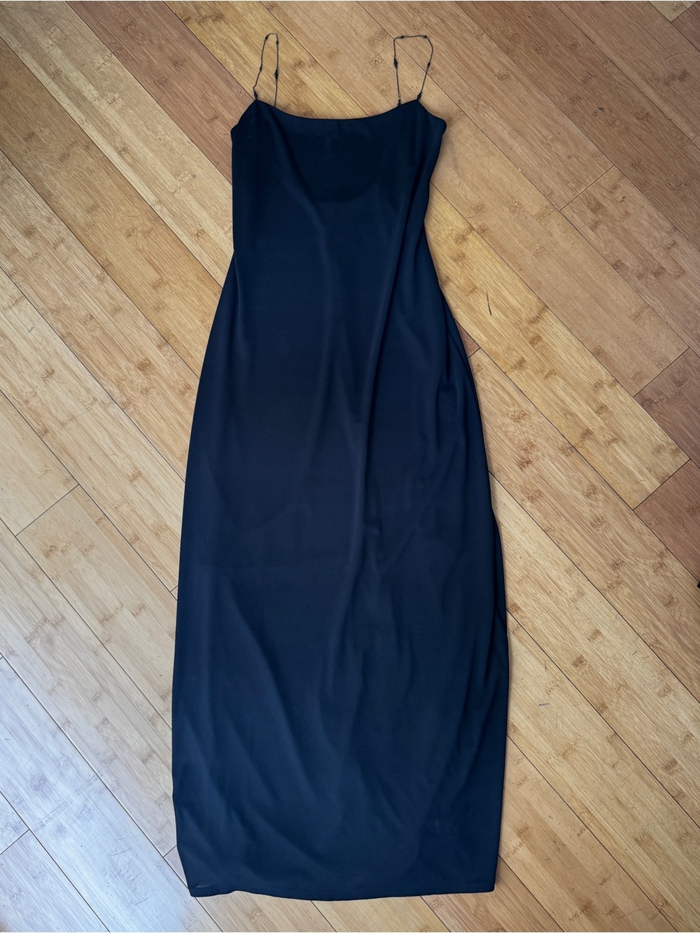 CACHE midi black dress with delicate shoulder straps